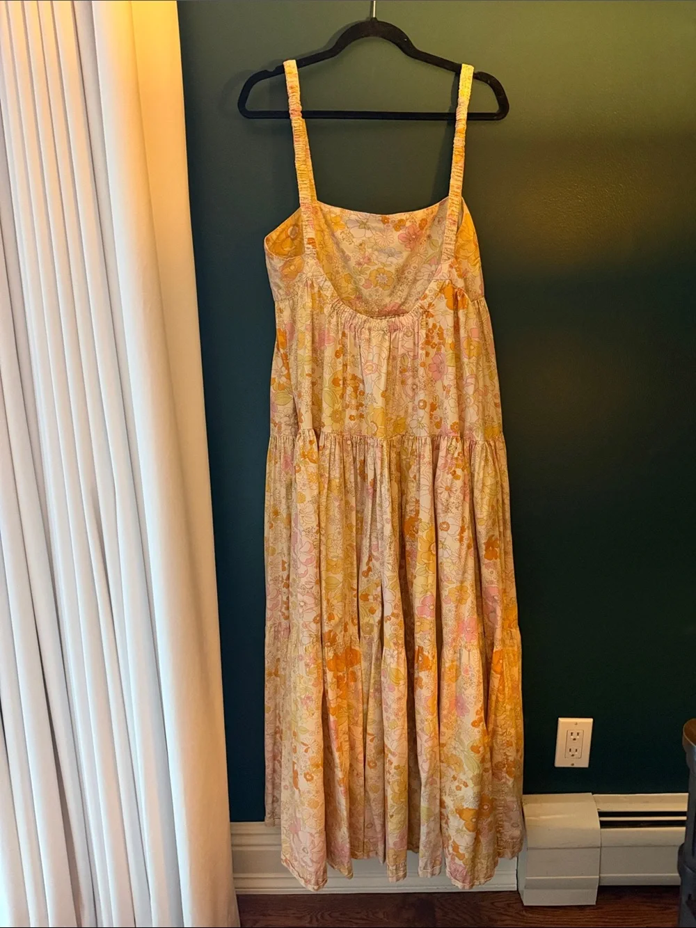 Free People Park Slope Pink, Orange & Yellow Floral Tiered Maxi Dress